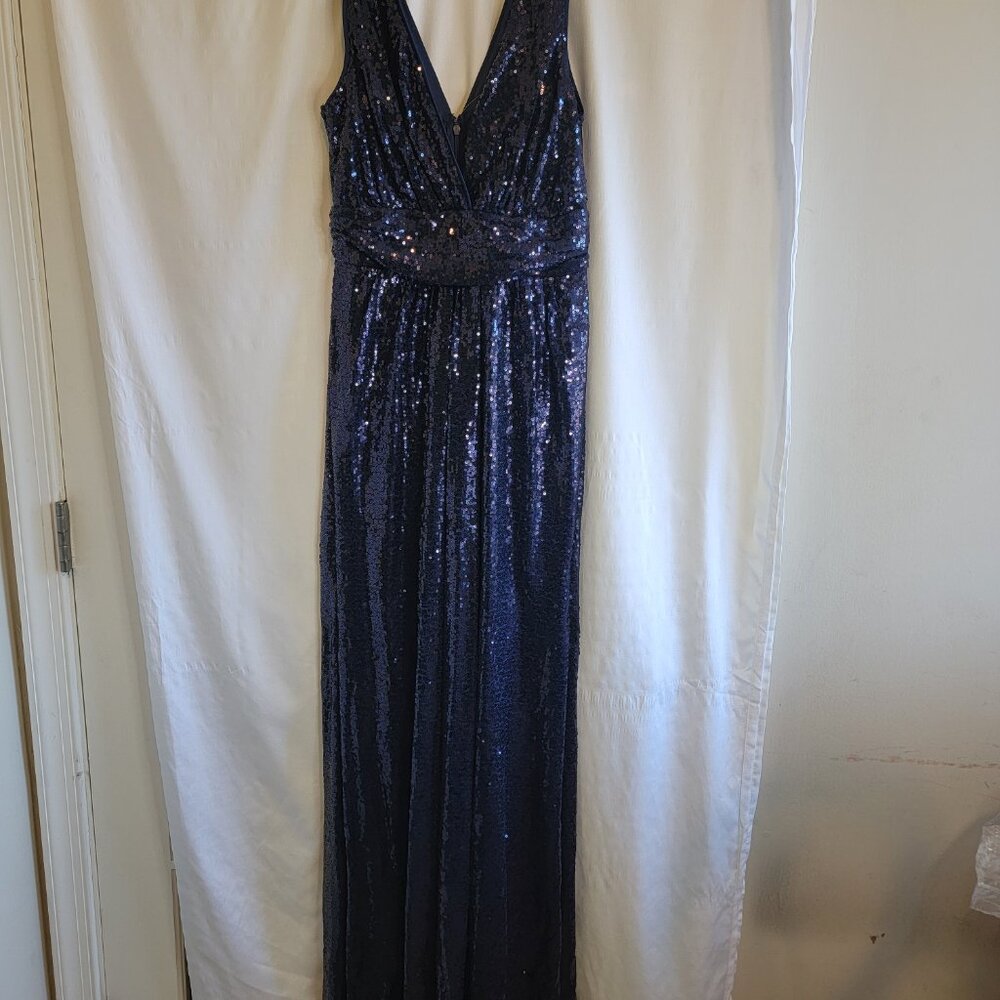 Maniju Navy Blue Sequin Empire Waist Prom Dress Size Small New with Tags